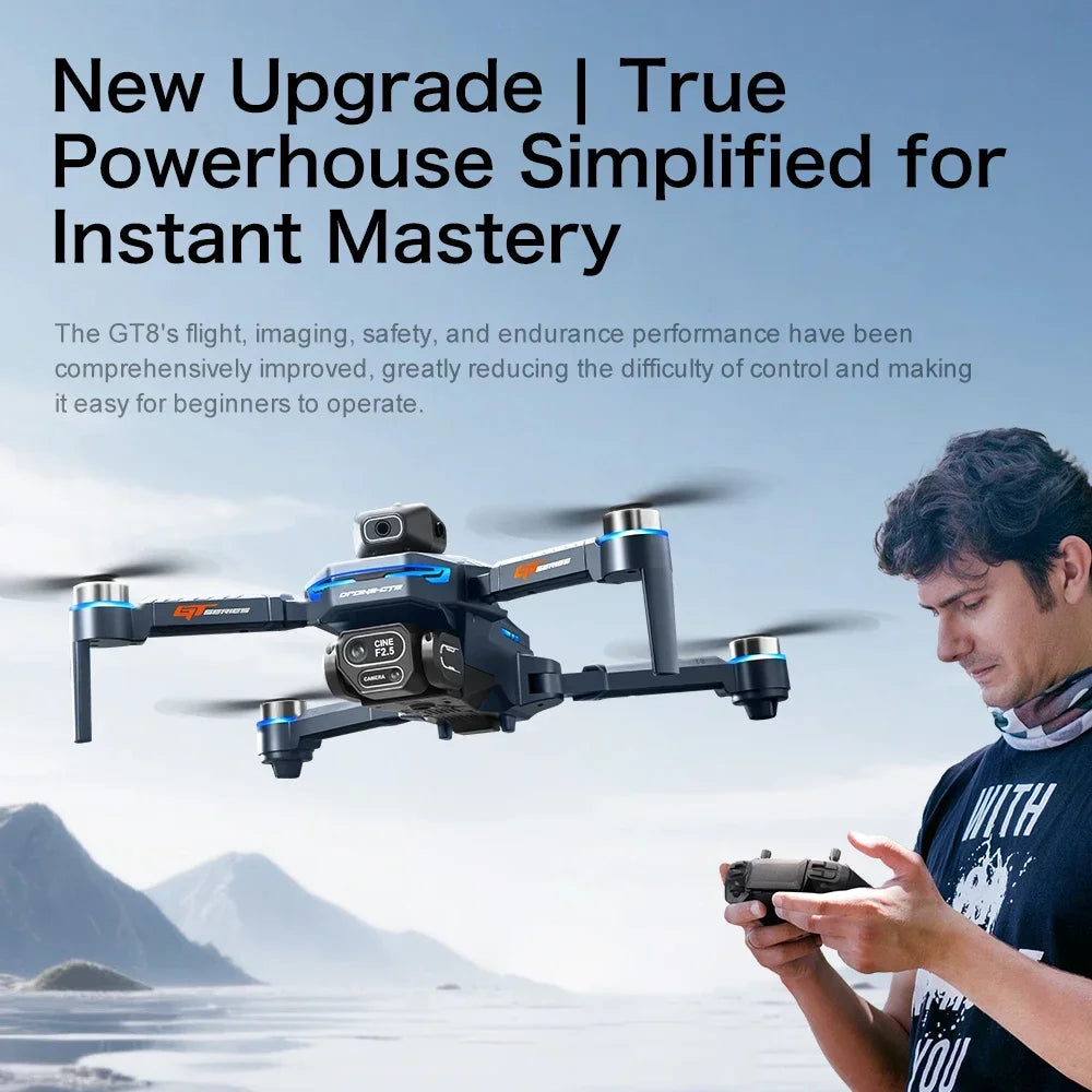 GT8 Drone 4K HD Camera Obstacle Avoidance Aerial Photography Brushless Drone with Screen Foldable RC Drone Quadcopter RTF