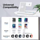 Foldable Induction Charger, 3 in 1 Wireless Charger Compatible with Iphone 13 12 11 Pro Max/Xr/Xs Max/X/8 Plus, Fast Qi Charging Station Compatible with Apple Watch Series White