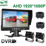 2CH 1920*1080P 7 Inch IPS Screen Car Truck Bus AHD DVR Monitor with Digital Video Recorder for Front Rear Reverse Backup Camera