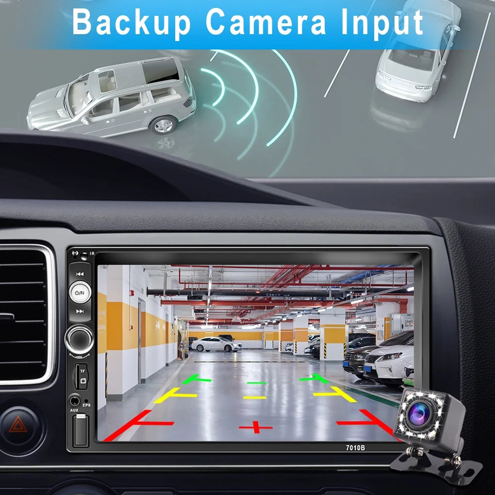 7 in Double Din Car Stereo Radio with Mirrolink Bluetooth Backup Camera