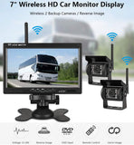 2Pcs Wireless Vehicle Backup Cameras plus 7" Monitor Parking Assistance System for Rv/Suv/Van/Pickup/Truck/Trailer Rear/Side/Front View System Switchable