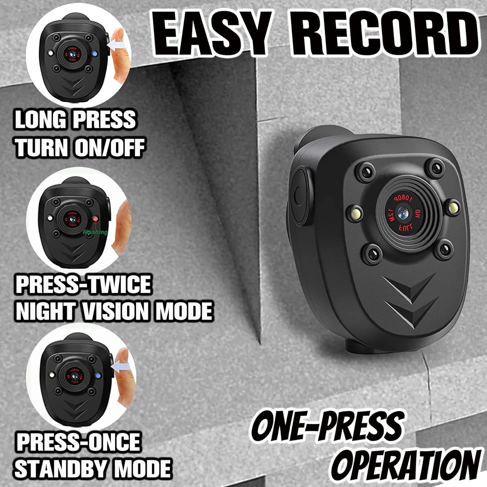 Mini Body Camera Video Recorder Built-In 32GB Memory Card with Night Vision IR & Loop Record HD 1080P, 4-6 HR Battery Life Wear