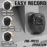 Mini Body Camera Video Recorder Built-In 32GB Memory Card with Night Vision IR & Loop Record HD 1080P, 4-6 HR Battery Life Wear