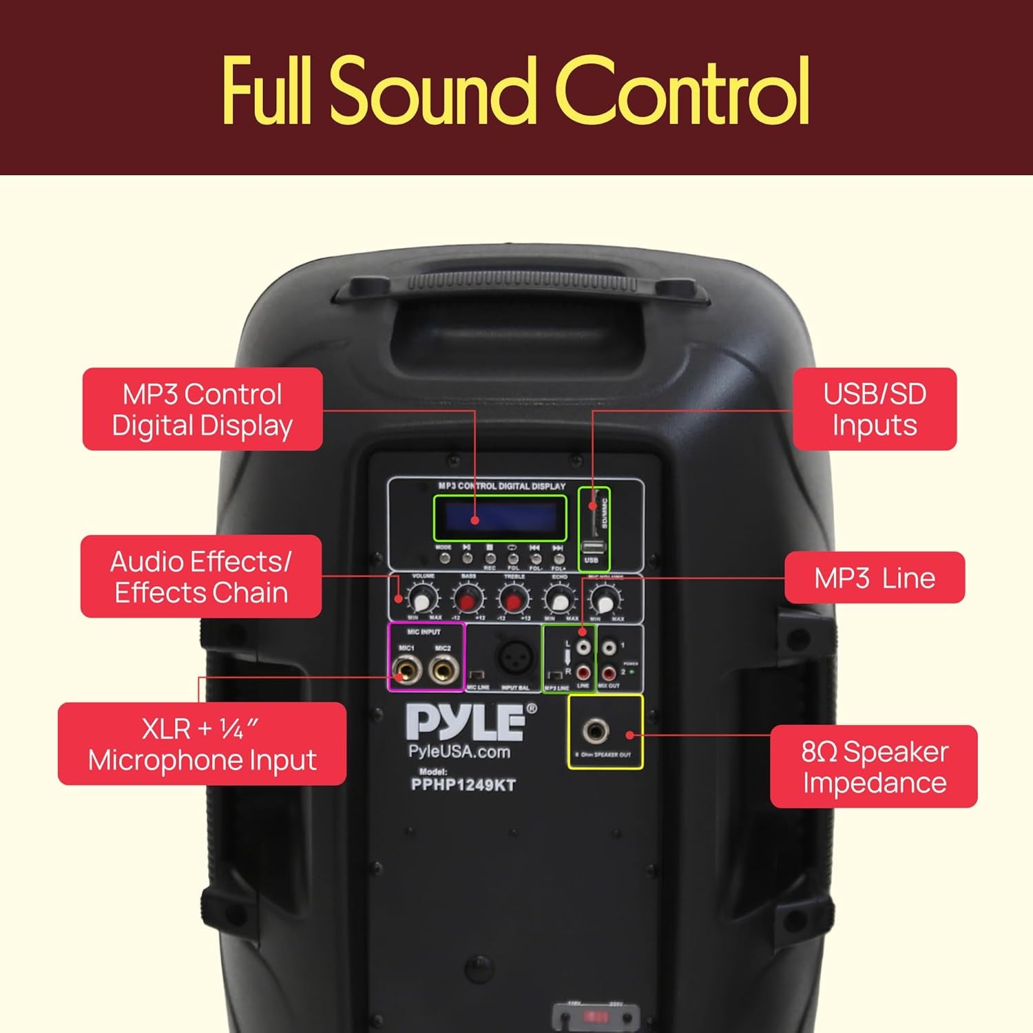 Wireless Portable PA Speaker System - 1800W High Powered Bluetooth Compatible Active + Passive Pair Outdoor Sound Speakers W/ USB SD MP3 AUX - 35Mm Mount, 2 Stand, Microphone, Remote -  PPHP1249KT