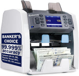 Money Counter Machine – Cash Counting & Mixed Denomination Bill Counter, Portable Currency Detector, Counterfeit Bank Scanner, Dollar Sorter for Commercial, 1100 N/M, UV/MG/MT/IR/2×CIS