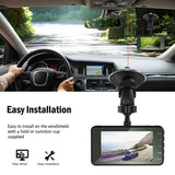 Touch Screen Dash Cam 4" 1080P Dual Lens Car DVR Recorder Front and Rear Camera