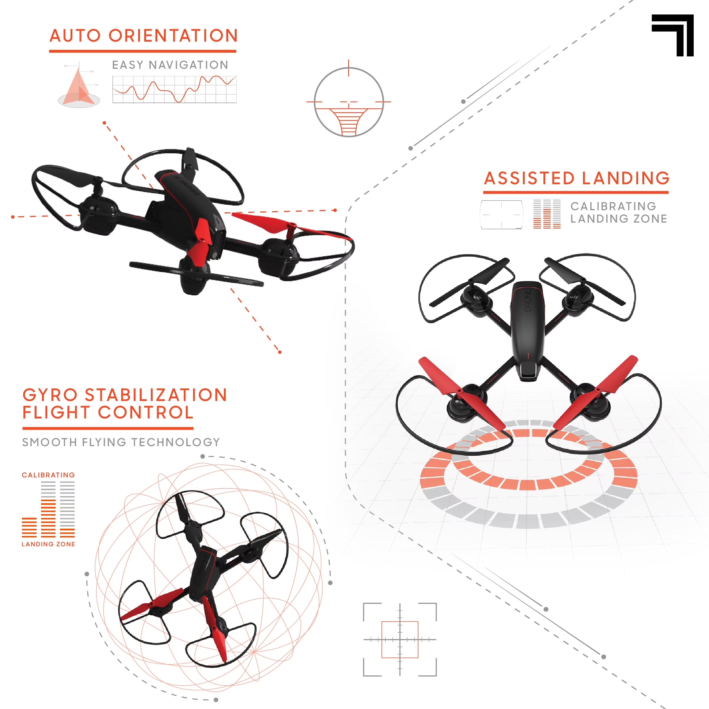 Mach X 10" Drone with Streaming Camera and Auto-Orientation Control