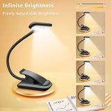 Book Light Rechargeable, Clip-On LED Reading Light for Books, Luminolite Eye-Care Book Light for Reading in Bed, Reading Lamp for Ereader/Laptop, Gifts for Book Lovers,Bookworms,Kids(Black)