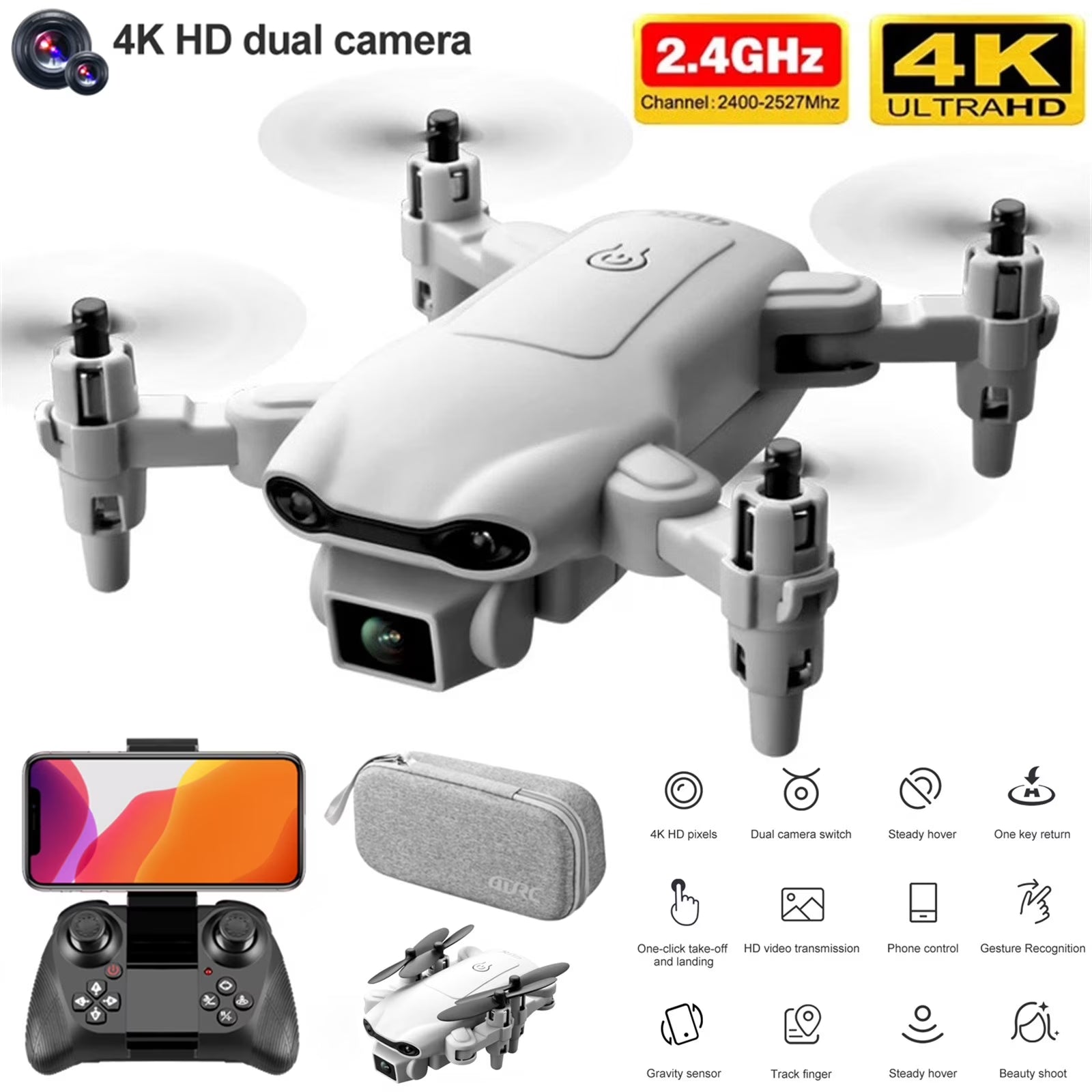 Professional 4DRC Mini Selfie Drone WIFI FPV Dual HD Camera Foldable Quadcopter