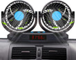 2V Car Fan, 5'' Portable Auto Cooling Fan, Adjustable Dual Head 360° Rotatable, 12 Speed Cigarette Lighter Plug & LED Display for Sedan SUV RV Boat (T103E)