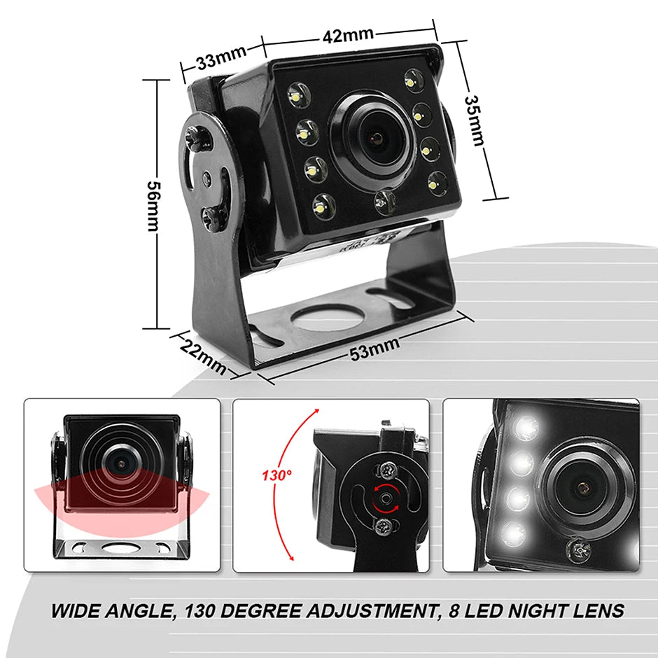 1920*1080 Recording DVR 2 Truck Backup Camera AHD Night Vision with 7" Vehicle Rear View Monitor Support SD Card