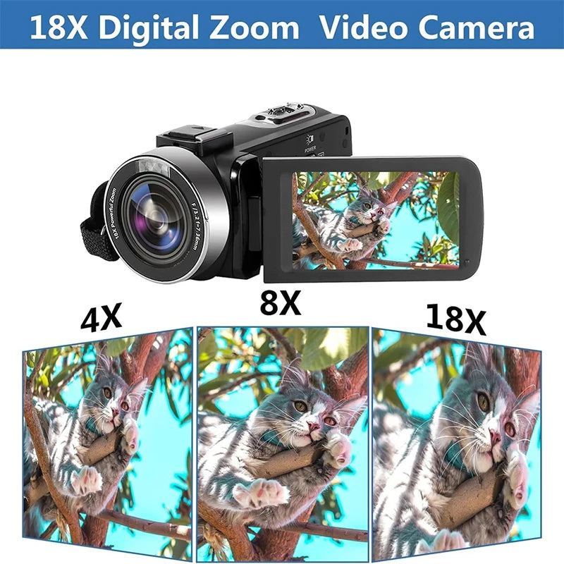 Digital Cameras 4K Professional Camcorder 48MP Camera Wifi Youtube Camera 18X Digital Zoom Camera Digital Webcam for Vlog Video