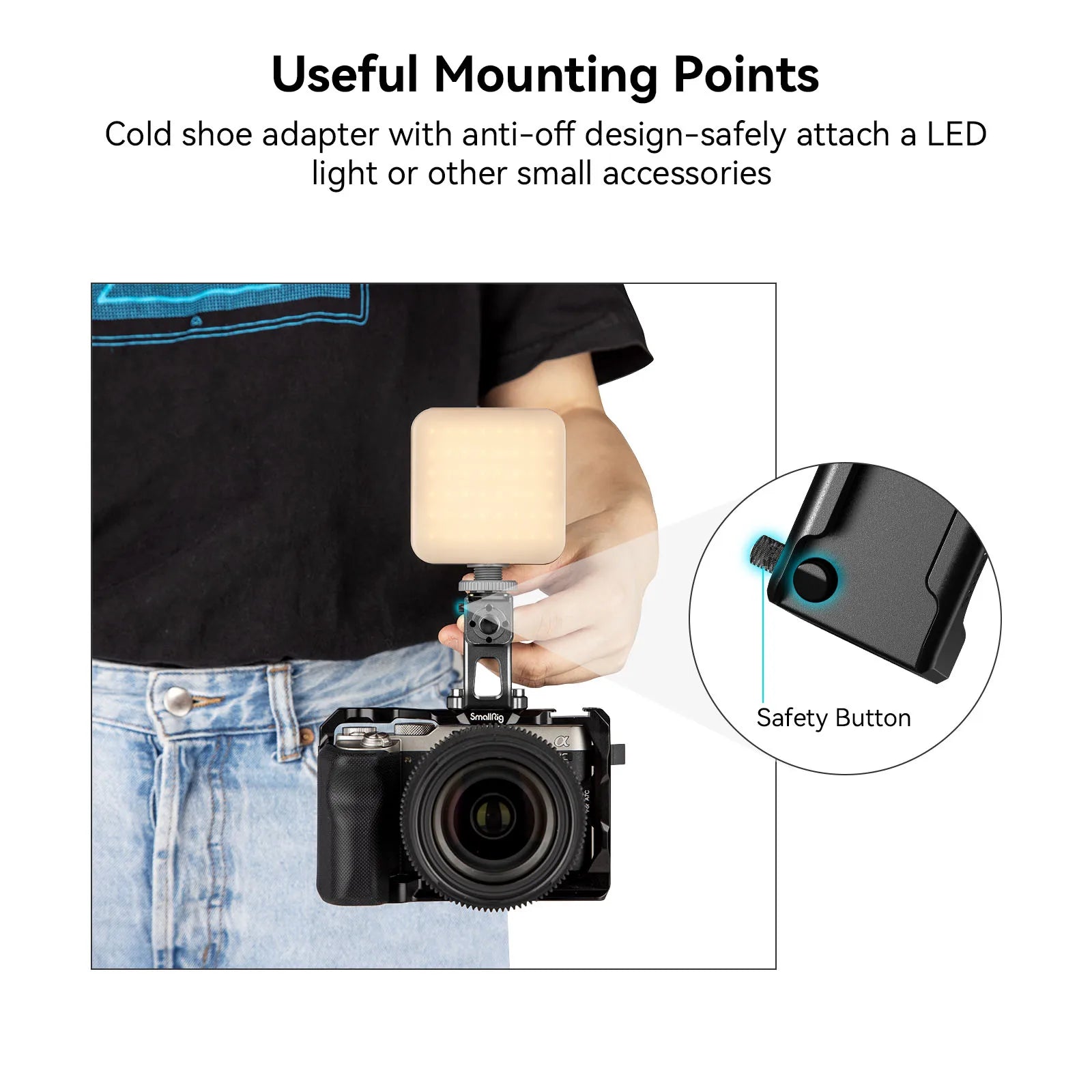 Mini Top Handle with Cold Shoe Mount for for Mirrorless/Digital Cameras/Other Small Cameras (1/4”-20 Screws) - 2756