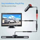 Backup Wired Camera 7'' 1080P Front & Rear View Monitor Back up Camera for Car or Truck IP69 Waterproof Night Vision DIY Grid Lines AY7 Wired Camera