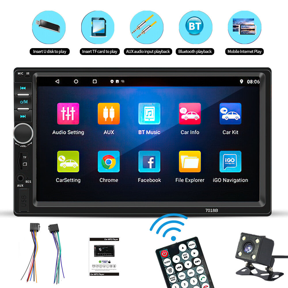 7" Radio Estereo De Pantalla Para Coche Carro Tactil Doble Din Android Bluetooth
