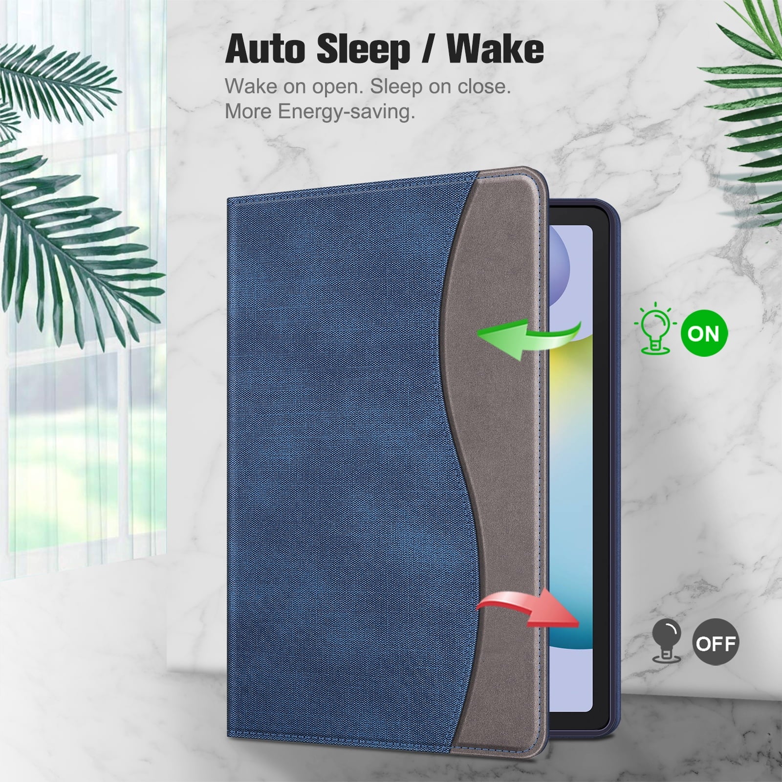 Case for Samsung Galaxy Tab S6 Lite 10.4 Inch 2024/2022/2020 with S Pen Holder, Multi-Angle Viewing Soft TPU Back Cover with Pocket Auto Wake/Sleep,Denim Indigo