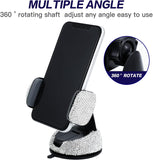 Bling Car Phone Holder,Bling Crystal Car Phone Mount, with One More Air Vent Base, Universal Cell Phone Holder for Dashboard,Windshield and Air Vent (White)