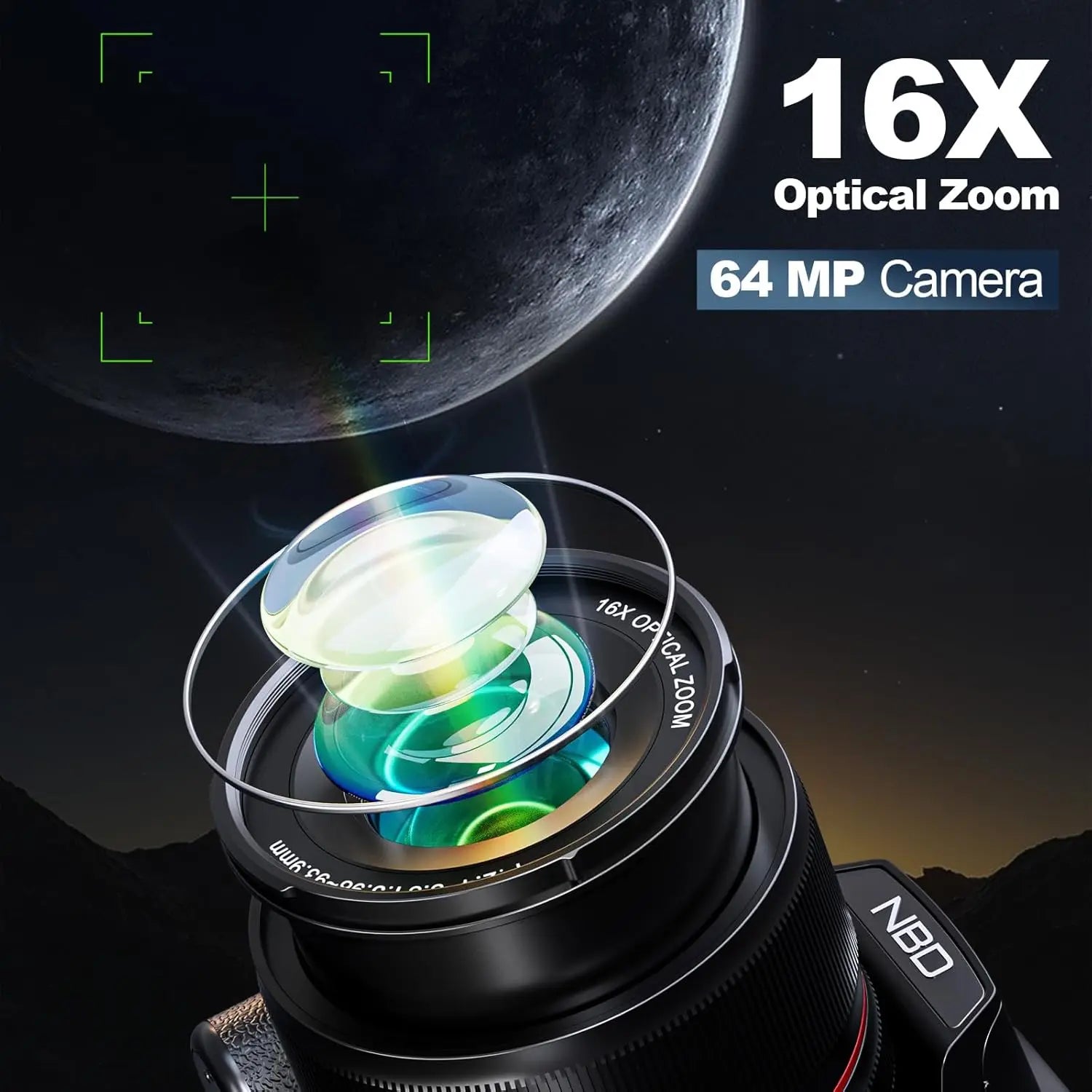 5K Digital Cameras for Photography, 16X Optical Zoom Camera with Wifi & App Control,64Mp Vlogging Camera with 3-Inch Screen