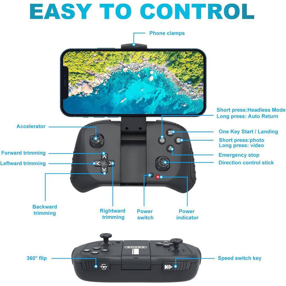 Drone with 1080P Camera for Beginners and Kids Foldable Remote Control with Voice Control Gestures Selfie One Key Start