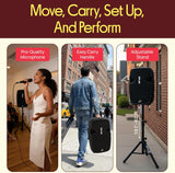 Wireless Portable PA Speaker System - 1800W High Powered Bluetooth Compatible Active + Passive Pair Outdoor Sound Speakers W/ USB SD MP3 AUX - 35Mm Mount, 2 Stand, Microphone, Remote -  PPHP1249KT