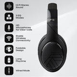 Bluetooth Over-Ear Headphones, Passive Noise Cancelling, 70Hrs Playtime, Foldable, Hi-Fi Deep Bass, Black