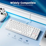K552P Mechanical Gaming Keyboard TKL with 18 Backlight Modes, Hot-Swappable Blue Switches, 87-Key Compact Ergonomic Design, N-Key Rollover & Software Programmable Macro - RGB, White