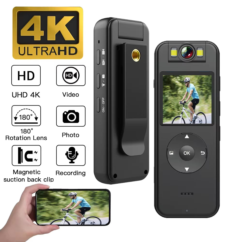 Ultra HD 4K Mini Camera Wifi Portable Small Digital Video Recorder Police Bodycam Infrared Night Vision Miniature Camcorder