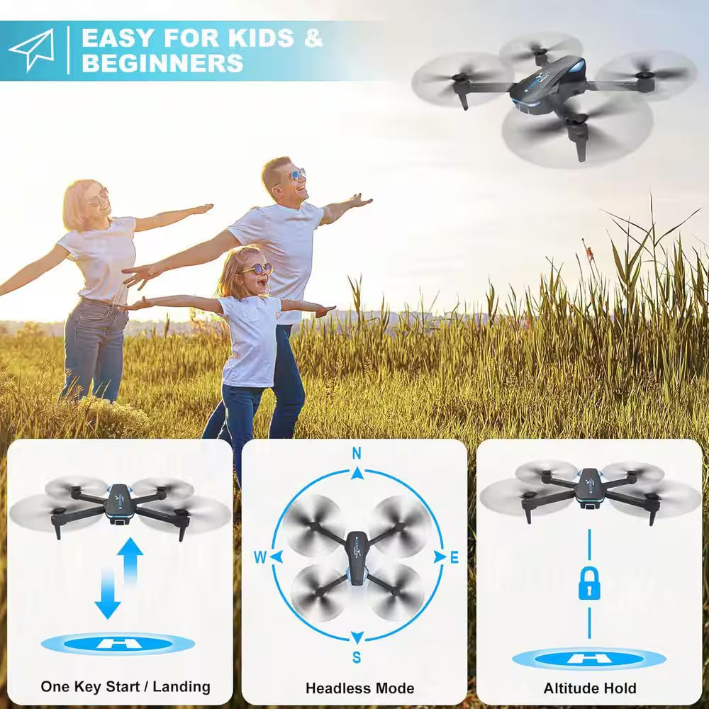 Drone with 1080P Camera for Beginners and Kids Foldable Remote Control with Voice Control Gestures Selfie One Key Start