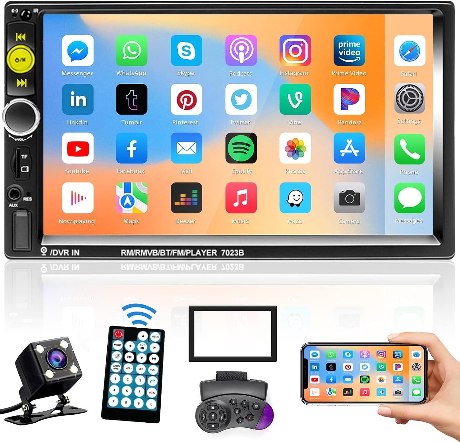 Pantalla HD Radio Bluetooth Para Carro Auto Con Camara De Reversa Retroceso 2026