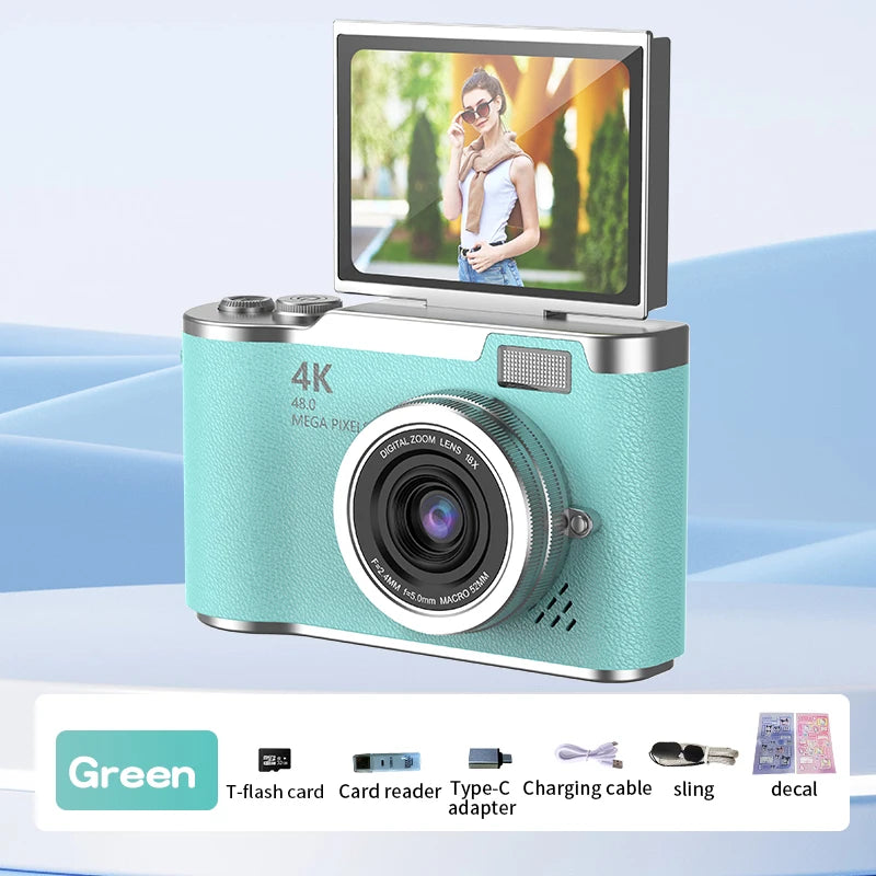 Digital Camera 4K 48MP Photography Camera Video Camcorder Rechargeable Cameras 2.4 Inch Screen Camcorder for Kid Adult Beginners