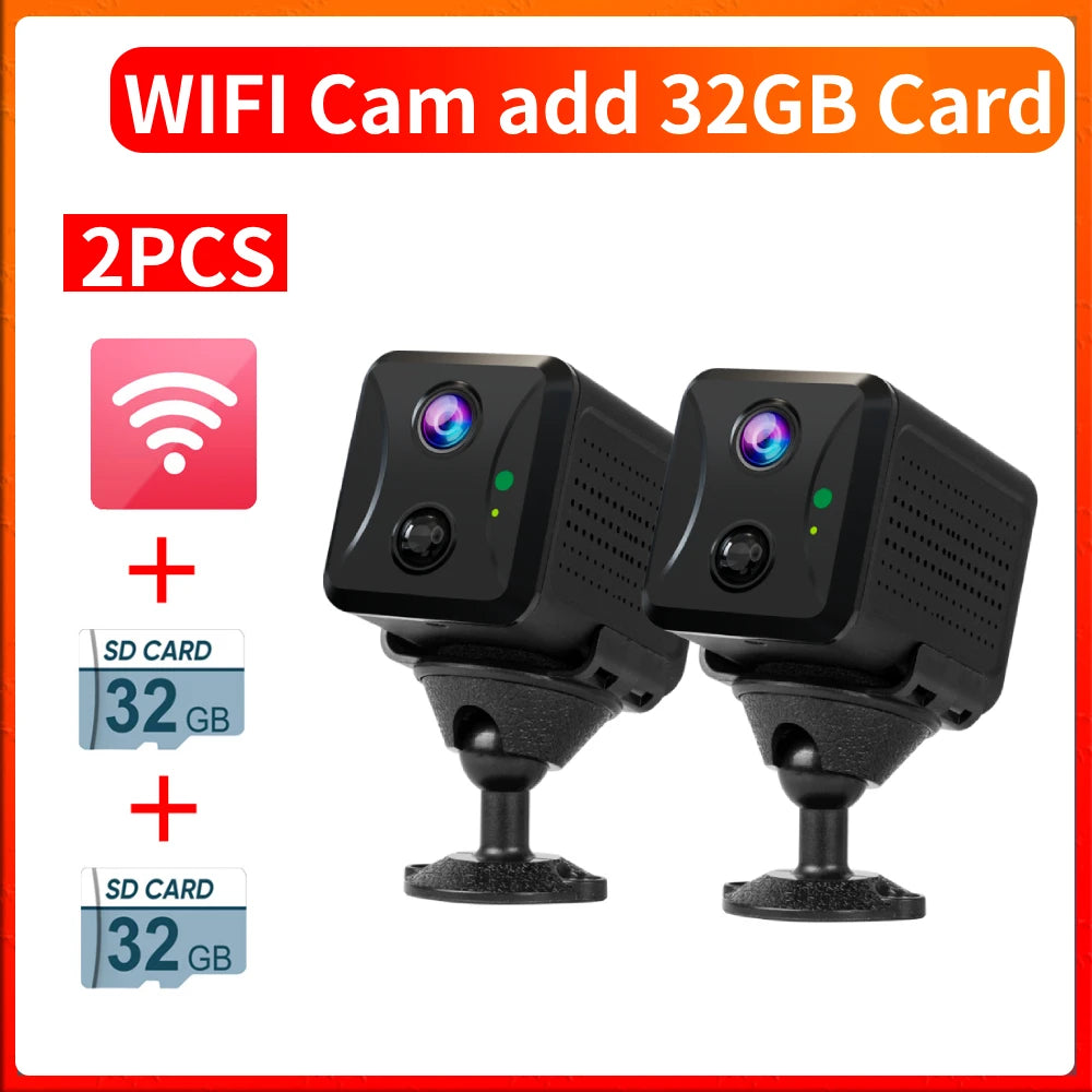 2PCS  5MP Mini Camera 4G/Wifi Security Camera 2400Mah Indoor Home Surveillance Cam PIR Human Motion Auto Tracking Ubox