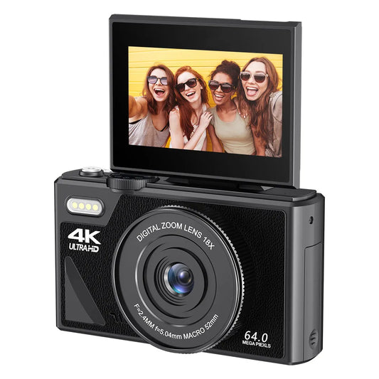 64MP Digital Camera for Photography 4K Video Vlogging Camcorder Youtube Webcam Cameras 18X Digital Zoom Camera 3" Flip Screen