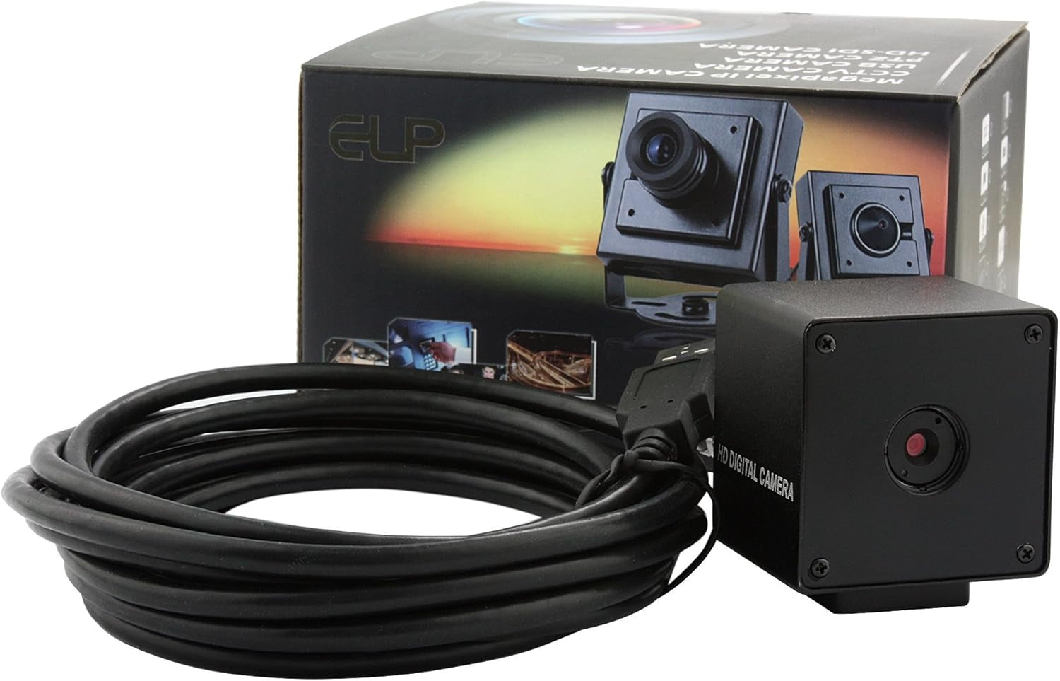 5Mp Autofocus Fisheye Wide Angle USB Camera Module with Metal Case OV5640 Mini UVC USB2.0 Lightburn Camera Laser Engraver Webcam,9.9Ft/3M Cable for Computer, Raspberry Pi, PC, Laptop, Jetson Nano