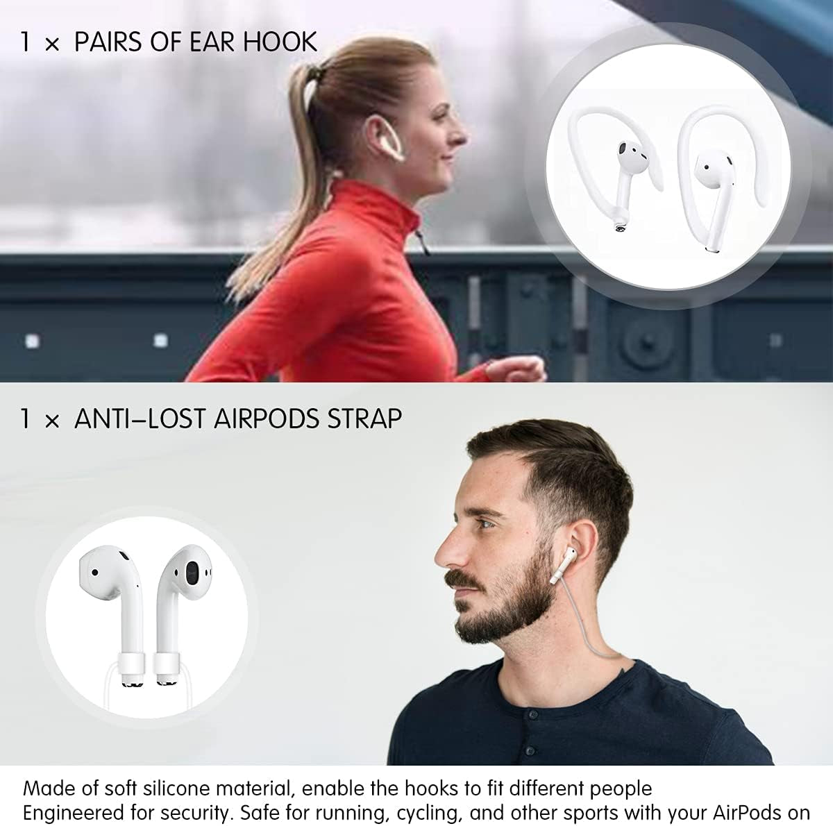 KHTONE Airpods Case, 12 in 1 Silicone Airpods Accessories Set Protective Cover, Compatible with Apple Airpods Charging Case,Watch Band Airpods Holder/Ear Hooks/Keychain//Carrying Box