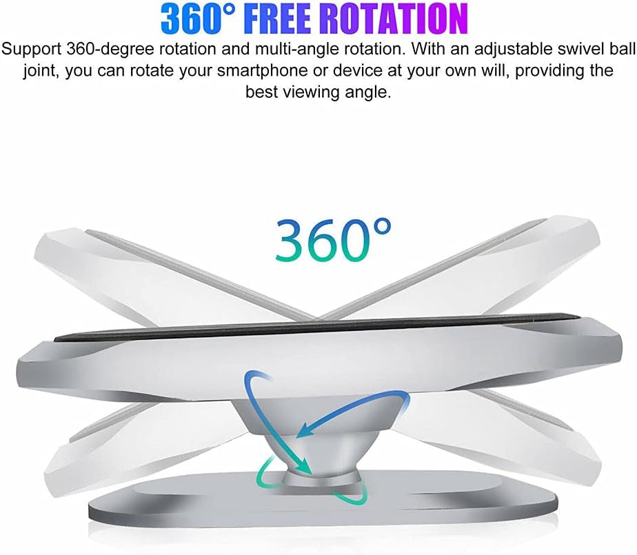 LELEBEAR Universal Magnetic Flex Car Phone Holder, Car Multifunctional Mobile Phone Bracket 360 Degree, Carmount Smartphone Magnet, Mini-Size, Suitable for All Phones from 4-7 Inches(Silver)