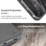 Leather Wallet for Iphone 12 || Genuine Leather Wallet Phone Case || Real Leather with Viewing Stand & 3 Card Holder || Flip Folio Cover with Card Slot (Grey)
