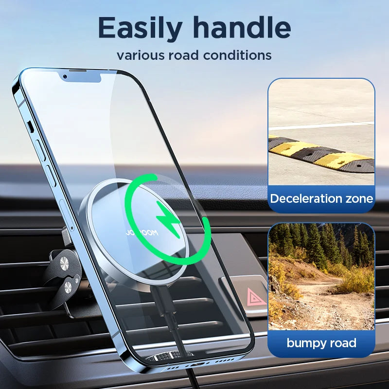 Joyroom 15W Qi Magnetic Car Phone Holder Wireless Charger for Iphone 14 13 12 Series Fast Air Vent Charging Phone Holder Charger