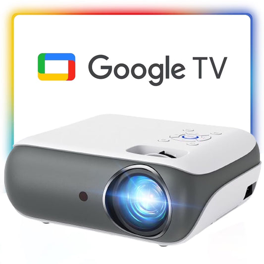 Official Licensed Google TV Smart Projector, 4K Projector with Wifi & Bluetooth, Dolby Sound, Auto Focus & Keystone, Built-In Streaming Apps, 400 ANSI Movie Projector for Indoor & Outdoor