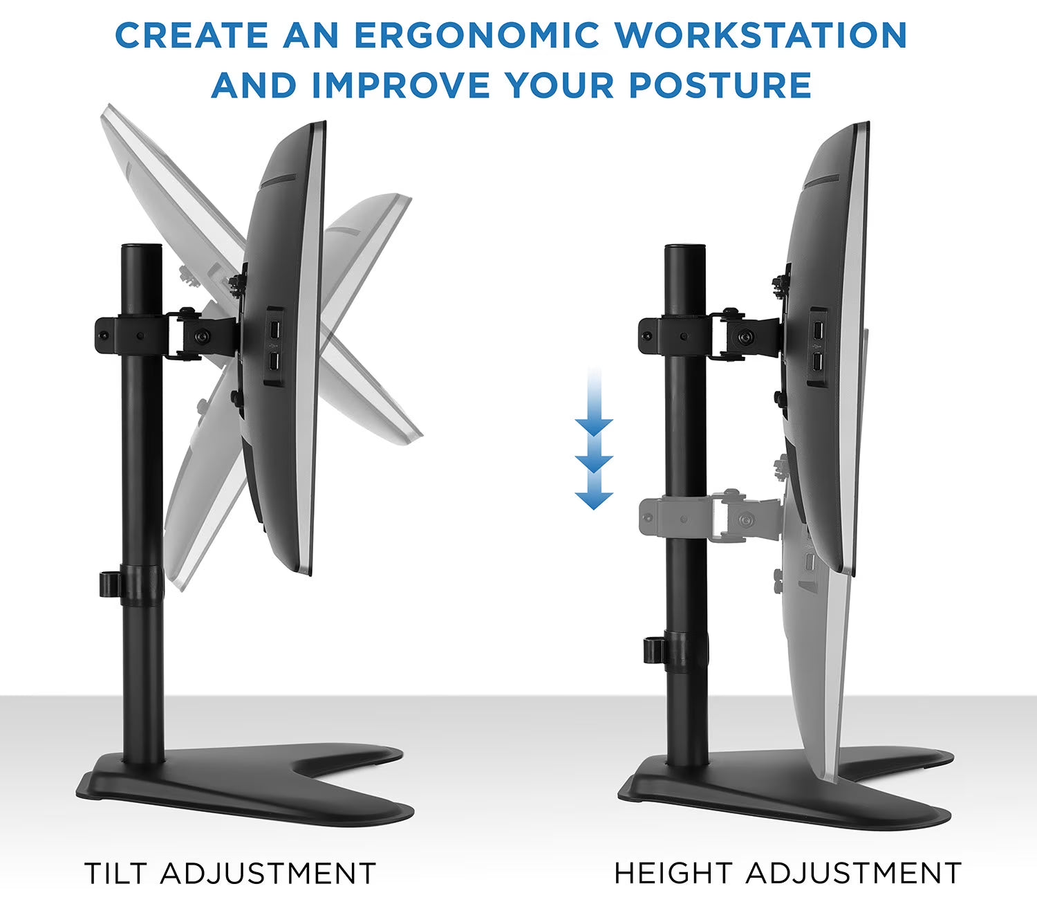 Adjustable Height Desk Monitor Tilt Mount