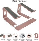 Laptop Stand, Ergonomic Aluminum Laptop Mount Computer Stand, Detachable Laptop Riser，Notebook Holder Stand All 10-17.3" Laptops(Rose Gold)