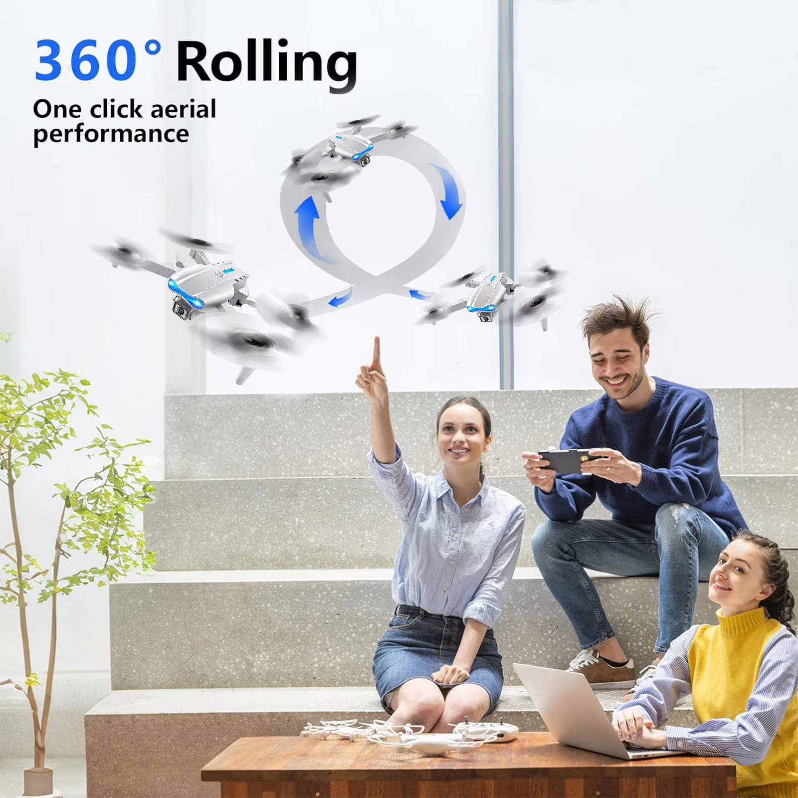 Drone with 4K HD Dual Camera for Adults Kids, RC Quadcopter with 2 Modular 1800Mah Batteries for 30 Mins Long Flight (Gray)