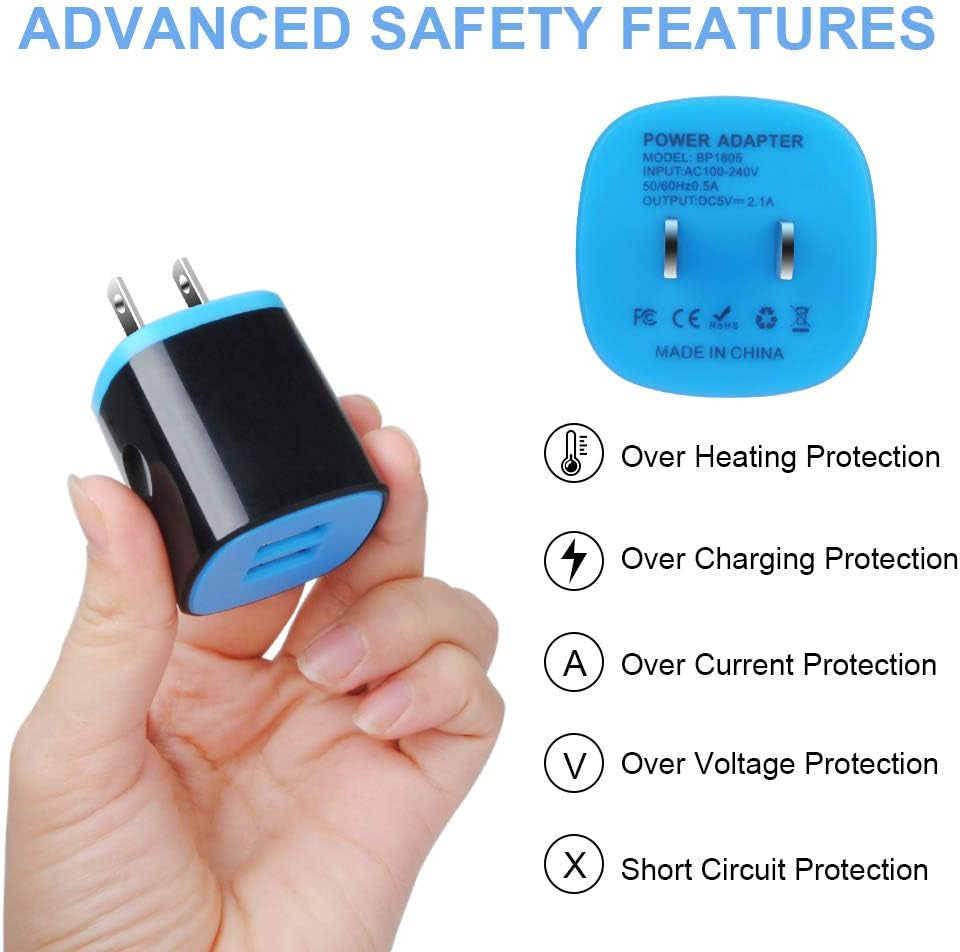 Android Charger Fast Charging, USB Wall Charger Plug Block Adapter with Fast Long Android Phone Charger Micro USB Charger Cable Cord 6Ft for Samsung Galaxy S7 S6 J3 J7 Note 5,Tablet,Kindle Fire