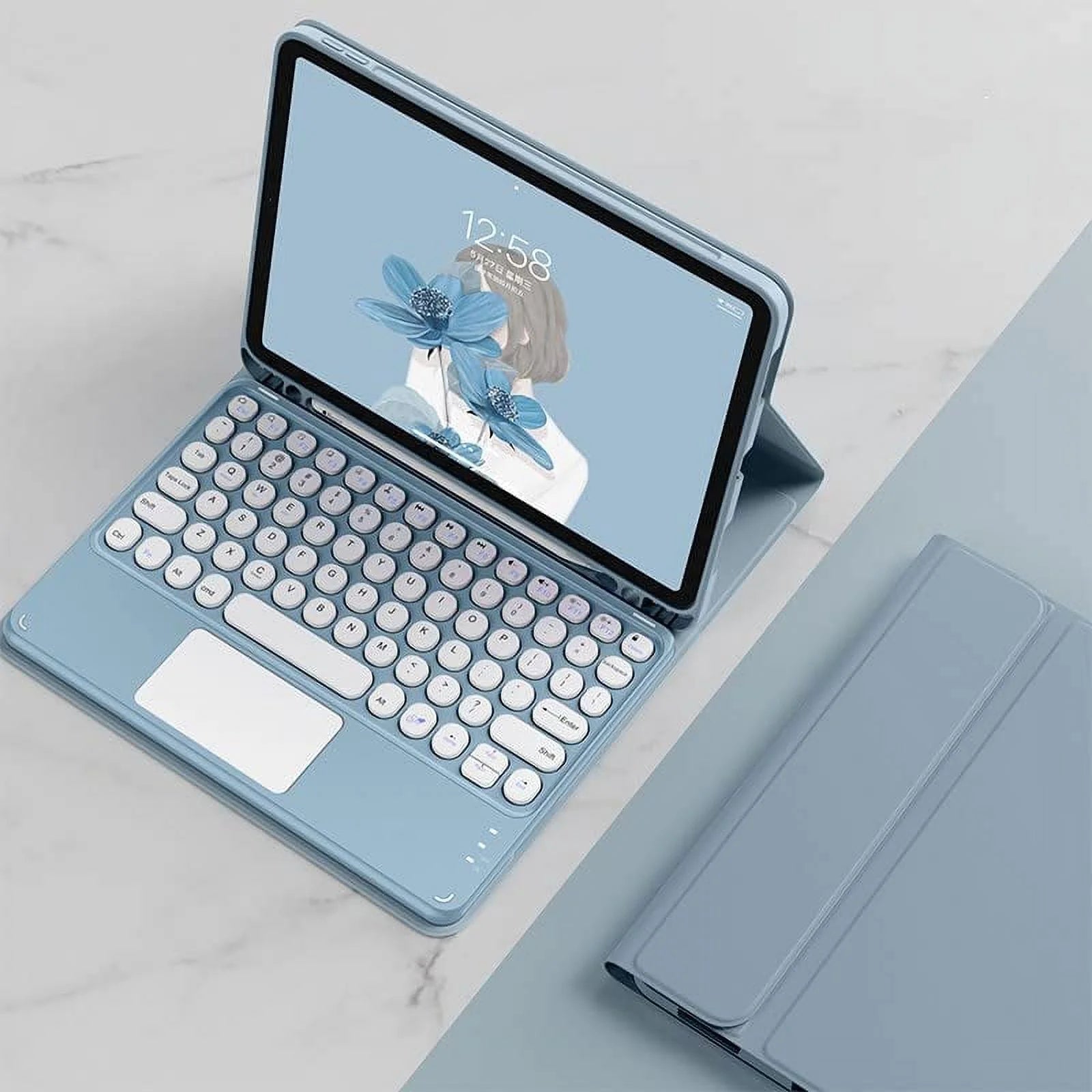 Ipad 10Th Generation 2022 Keyboard Case with Touchpad Cute round Key Color Keyboard Ipad 10 10.9 Inch Detachable Touch Keyboard Slim Smart Cover with Pencil Holder
