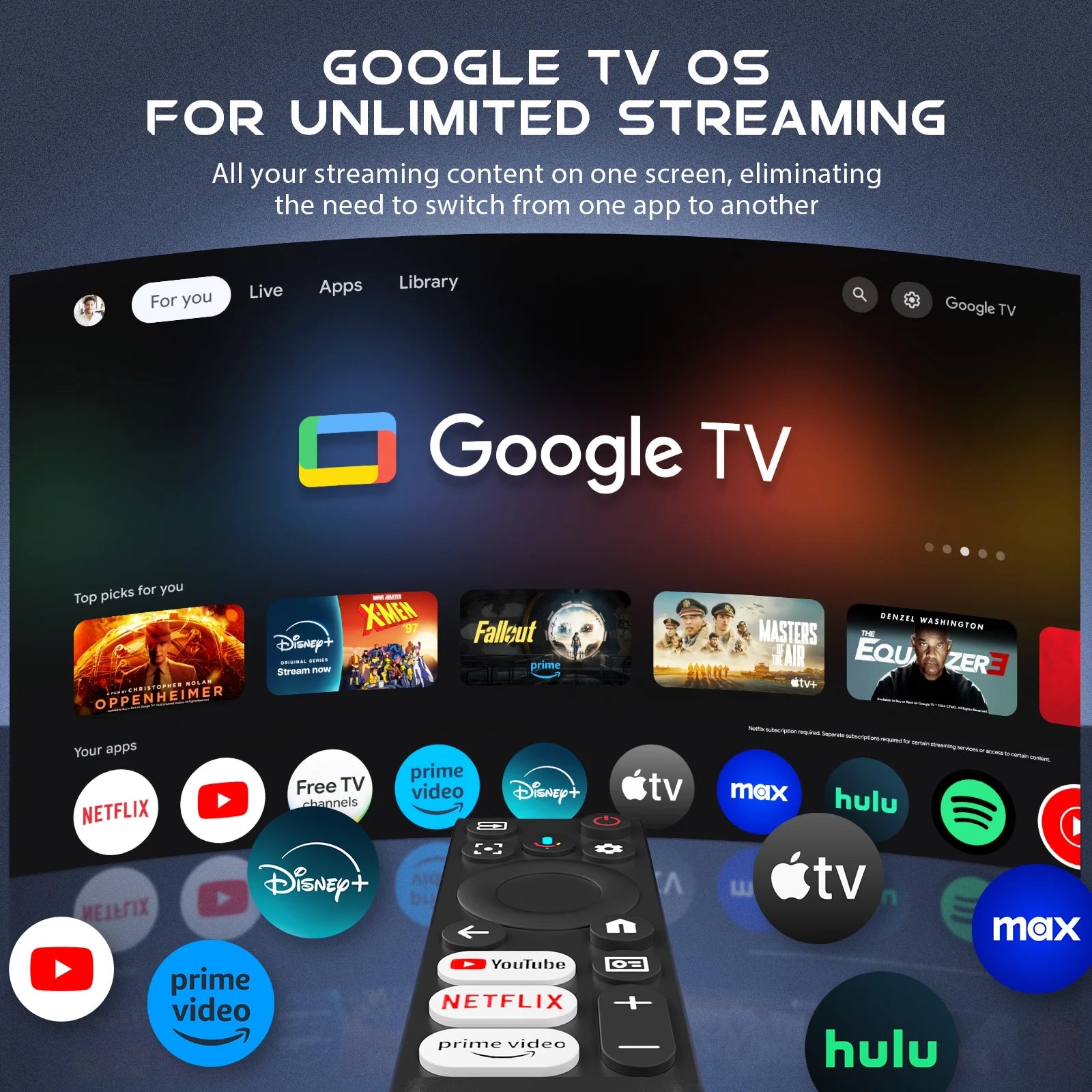 Official Licensed Google TV Smart Projector, 4K Projector with Wifi & Bluetooth, Dolby Sound, Auto Focus & Keystone, Built-In Streaming Apps, 400 ANSI Movie Projector for Indoor & Outdoor