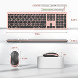 Wireless Keyboard and Mouse Combo, Rechargeable Quiet Keyboard Mouse, Sleek and Ultra Thin Design, Full-Size with Number Pad for Windows, Laptop, PC, Notebook, Desktop (Rose Gold & Black)