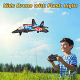 3-Speed Mode Airplane Drone for Kids Remote Control Plane Fighter Jet with Light, Auto Hovering, 360° Flip, Black Finish