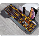 Ergonomicwired Gaming Keyboard with RGB Backlight Phone Holder