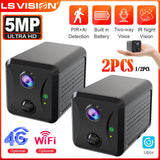 2PCS  5MP Mini Camera 4G/Wifi Security Camera 2400Mah Indoor Home Surveillance Cam PIR Human Motion Auto Tracking Ubox