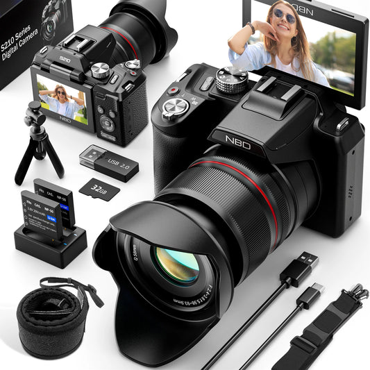 64MP Digital Cameras for Photography, 16X Optical Zoom Camera with Wifi & App Control, Vlogging Camera with 180°Flipable Scr