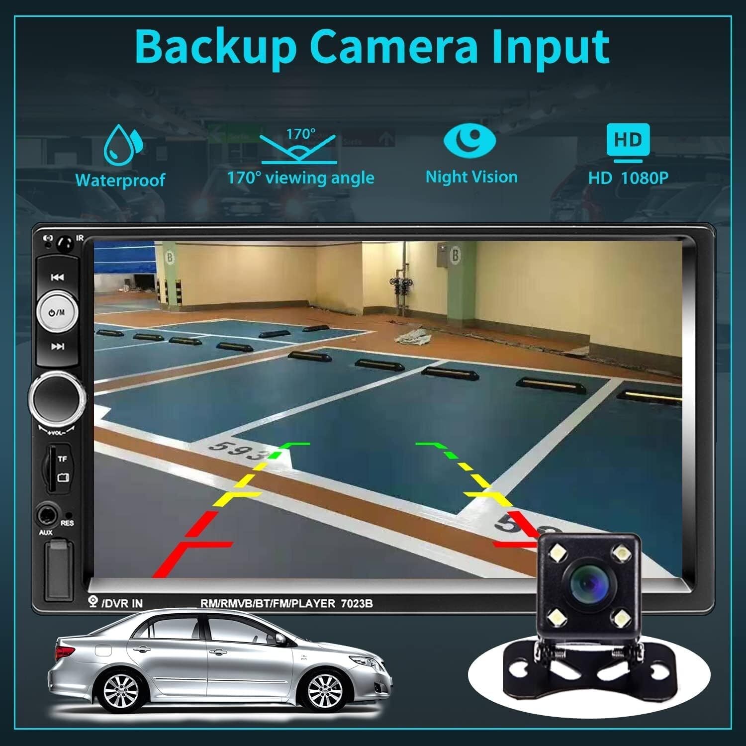 Pantalla HD Radio Bluetooth Para Carro Auto Con Camara De Reversa Retroceso 2026